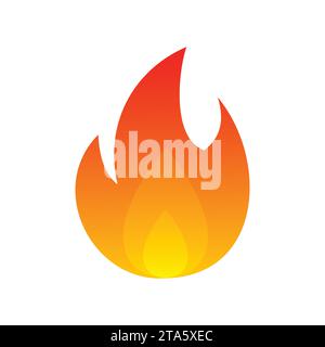 High quality fire emoticon isolated on white background. Fire emoji vector illustration. Lit icon. Stock Vector