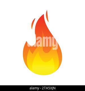 High quality fire emoticon isolated on white background. Fire emoji vector illustration. Lit icon. Stock Vector