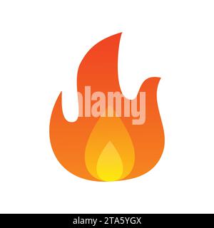 High quality fire emoticon isolated on white background. Fire emoji vector illustration. Lit icon. Stock Vector