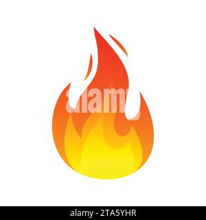 High quality fire emoticon isolated on white background. Fire emoji vector illustration. Lit icon. Stock Vector