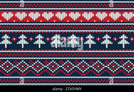 Christmas sweater pattern design. Seamless knitted Christmas background. Scandinavian jumper vector illustration. Stock Vector