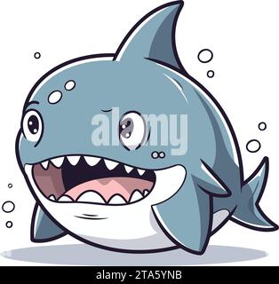 Shark cartoon character vector illustration. Cute shark mascot design ...