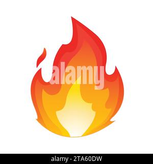 High quality fire emoticon isolated on white background. Fire emoji vector illustration. Lit icon. Stock Vector