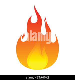 High quality fire emoticon isolated on white background. Fire emoji vector illustration. Lit icon. Stock Vector