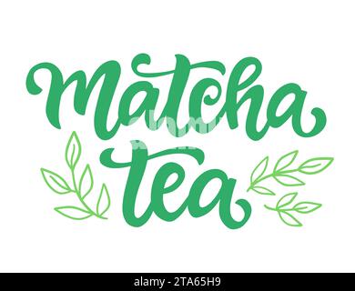 Matcha Tea Inscription Logo Hand Written Lettering Stock Vector
