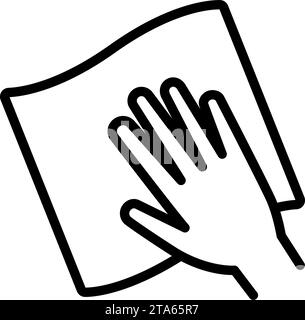 Cleaning napkin linear icon. Windows cleaning cloth. Simple line illustration. Surface wiping, disinfection. Contour symbol. Vector isolated outline d Stock Vector