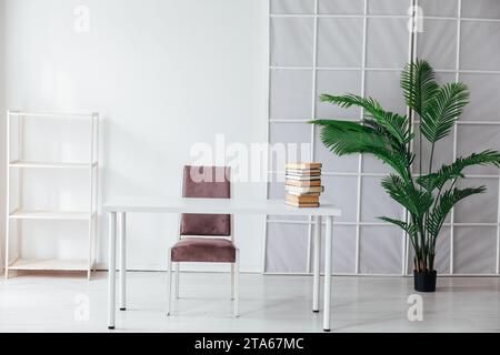 Desk for working in the interior of a white office Stock Photo