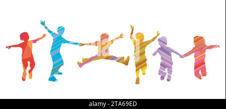 happy children rejoice and cheer, illustration Stock Vector