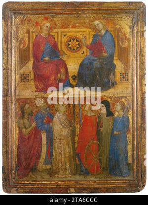 Christ and the Virgin Enthroned with Six Saints 1350-55 by Giovanni Da Milano Stock Photo