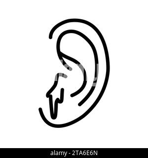 Ear with drop line icon. Ear drop, medicine, ear discharge symbol Stock ...