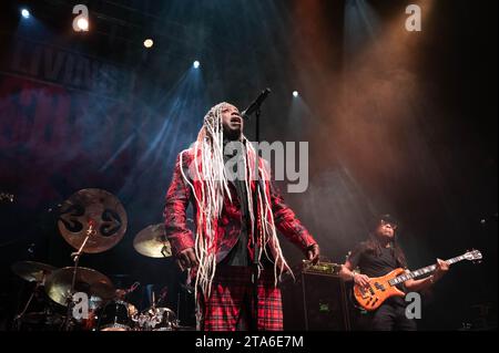 Glasgow, Scotland, UK. 28th Nov, 2023. Photographs of Corey Glover of Living Colour  performing at o2 Academy Glasgow on the 28th November 2023 Credit: Glasgow Green at Winter Time/Alamy Live News Stock Photo