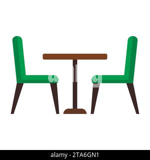 Dining table and chairs for two people. Vector illustration in flat style isolated on white background Stock Vector