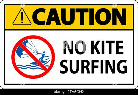 Water Safety Sign Danger, No Kite Surfing Stock Vector