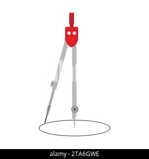 Stationery compass divider icon isolated on white background, School office supplies. Vector illustration Stock Vector
