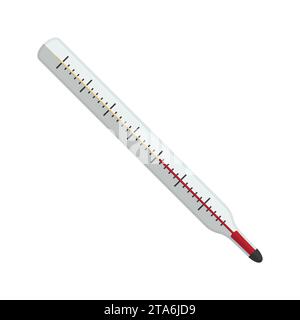 A glass linear mercury thermometer icon for measuring the temperature of the human body isolated on white background Stock Vector