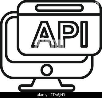 Api monitor icon outline vector. Code gear hosting. Seo coder service Stock Vector