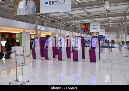 OSAKA, JAPAN - NOVEMBER 21, 2016: Passengers visit Kansai International Airport in Osaka, Japan. Stock Photo