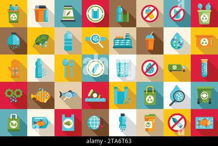 Microplastics with plastic bottle particles vector icon. Micro plastic ...