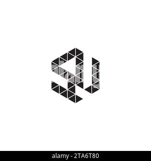 SU initial logo letters in high quality professional design that will print well across any print media Stock Vector