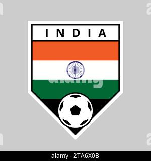 Illustration of Angled Shield Team Badge of India for Football Tournament Stock Vector