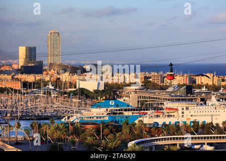 BARCELONA, SPAIN - OCTOBER 6, 2021: Port Vell cityscape in Barcelona city in Spain. Stock Photo