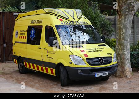 BARCELONA, SPAIN - OCTOBER 7, 2021: Ambulance emergency services vehicle Mercedes-Benz van in Barcelona, Spain. Stock Photo