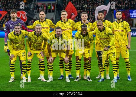 Milano, Italy. 28th Nov, 2023. The starting-11 of Borussia Dortmund for the UEFA Champions League match between AC Milan and Borussia Dortmund at San Siro in Milano. (Photo Credit: Gonzales Photo/Alamy Live News Stock Photo