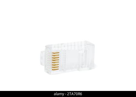 Network Connector close-up isolated on white background Stock Photo