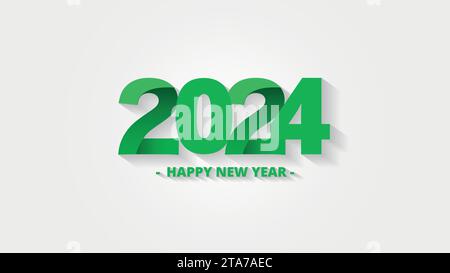 Happy New Year 2024 green and white text design, vector, illustration, eps file Stock Vector
