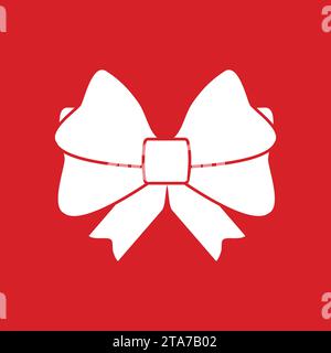 Gift bow icon with ribbons for decorating gifts, surprises for holidays. Packing presents icon isolated on red background. Vector illustration Stock Vector