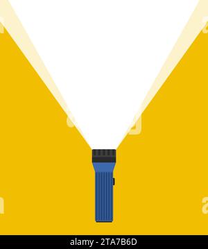 Flashlight with projection spotlight on banner. Place for your text. Object Abstract Background Concept Design. Vector illustration. Stock Vector