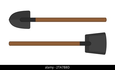 Shovels isolated on white background. Work tool for outdoor activities, digging, gardening. Construction equipment. Vector illustration. Stock Vector