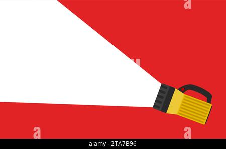 Flashlight with projection spotlight on banner. Place for your text. Object Abstract Background Concept Design. Vector illustration. Stock Vector