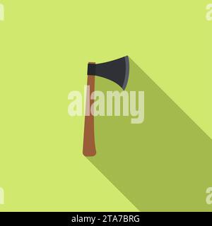 Ax icon in flat style on green background with long shadow. Vector illustration. Stock Vector
