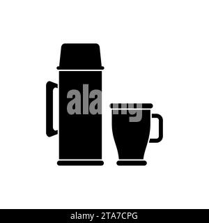 Thermos and Thermo cup icons isolated on white background. Vector illustration Stock Vector