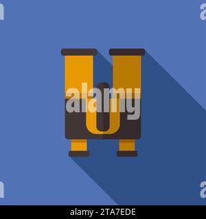 Binoculars icon isolated on blue background with long shadow. Vector illustration Stock Vector