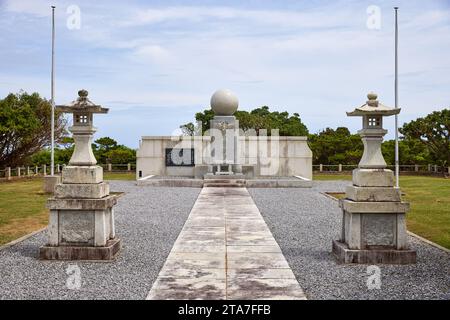 Ibaraki Tower (茨城の塔), Ibaraki Prefecture monument for the war dead (erected 1964); Okinawa Peace Prayer Park, Itoman, Okinawa, Japan Stock Photo