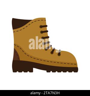 Brown boot hiking icon isolated on white background. Army military shoes. Vector illustration Stock Vector