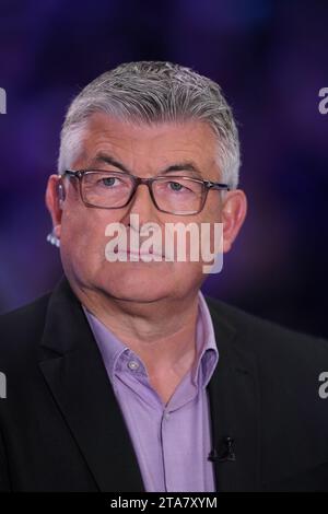 John Parrott, former professional snooker player and television personality on day five of the 2023 MrQ UK Championship at the York Barbican. Picture date: Wednesday November 29, 2023. Stock Photo