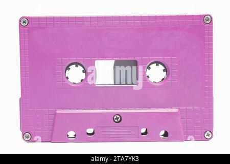 purple audio cassette tape,retro style. Stock Photo