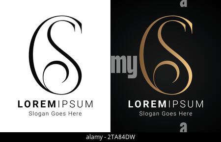 Luxury Initial SC or CS Monogram Text Letter Logo Design Stock Vector