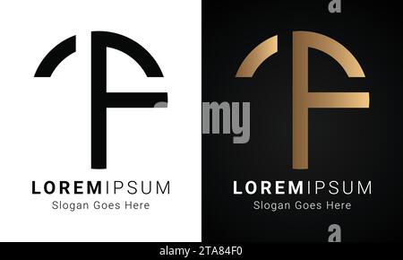 Luxury Initial TF or FT Monogram Text Letter Logo Design Stock Vector