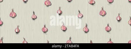 Hand drawn Garlic seamless pattern, vector illustration Stock Vector