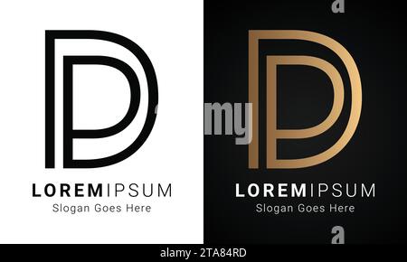 Luxury Initial DP or PD Monogram Text Letter Logo Design Stock Vector