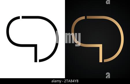 Luxury Initial DP or PD Monogram Text Letter Logo Design Stock Vector
