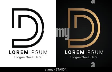 Luxury Initial DD Monogram Text Letter Logo Design Stock Vector