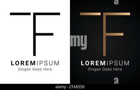 Luxury Initial TF or FT Monogram Text Letter Logo Design Stock Vector