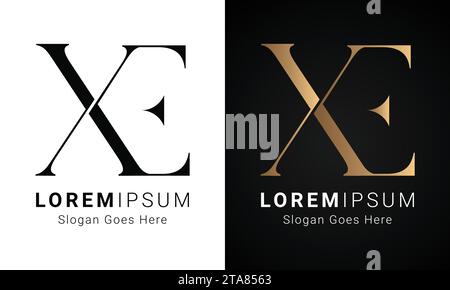 Luxury Initial EX or XE Monogram Text Letter Logo Design Stock Vector
