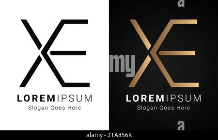 Luxury Initial EX or XE Monogram Text Letter Logo Design Stock Vector