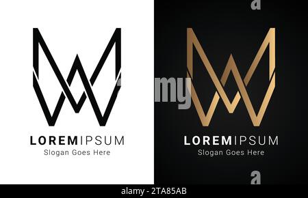 Luxury Initial MW or WM Monogram Text Letter Logo Design Stock Vector